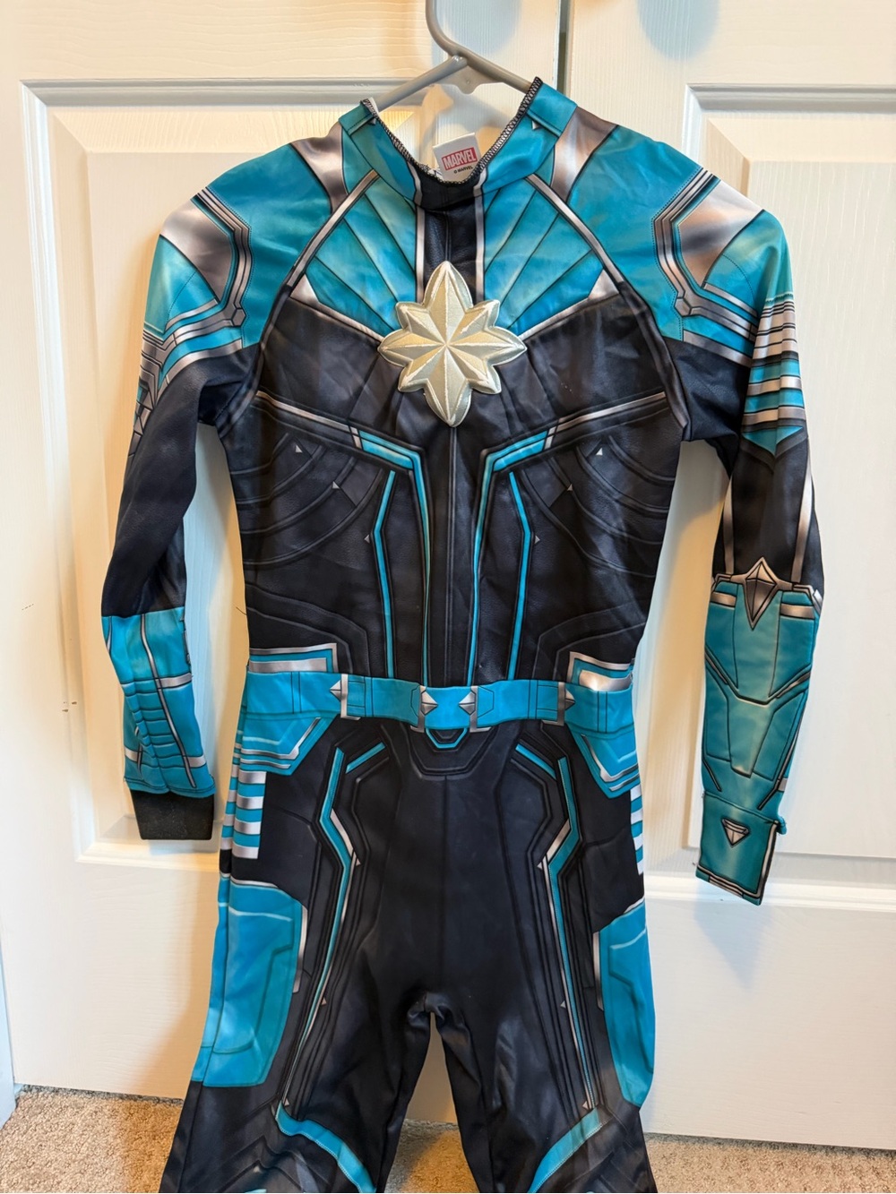 Marvel Captain Marvel Kids Costume - Teal and Black with Gold Star